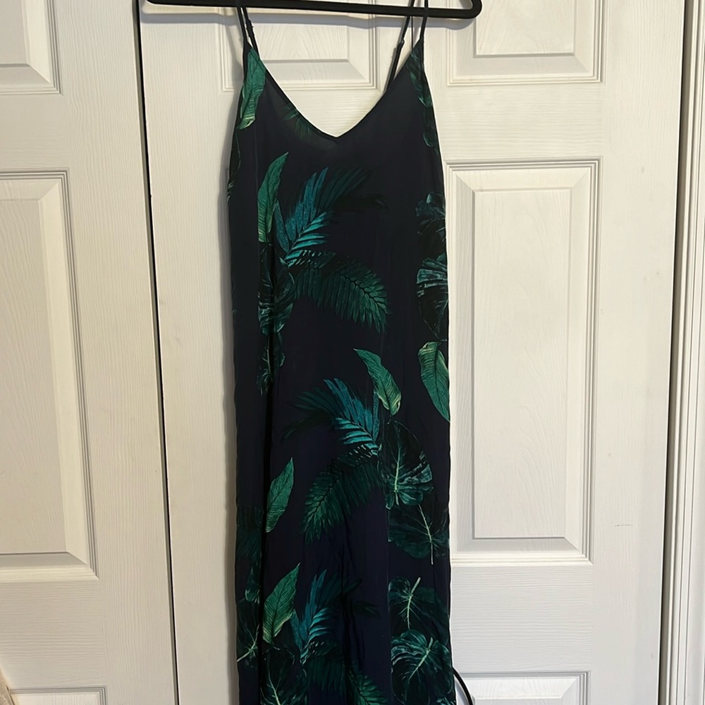 navy and greenn leaf maxi